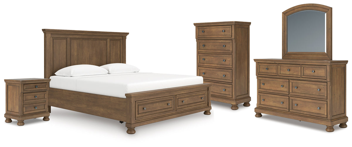 Diamond Furniture - Ashley Furniture - Feddinger King Panel Storage Bed, Dresser, Mirror, Chest and Nightstand - King Panel Storage Bed, Dresser, Mirror, Chest and Nightstand - PCB779B17