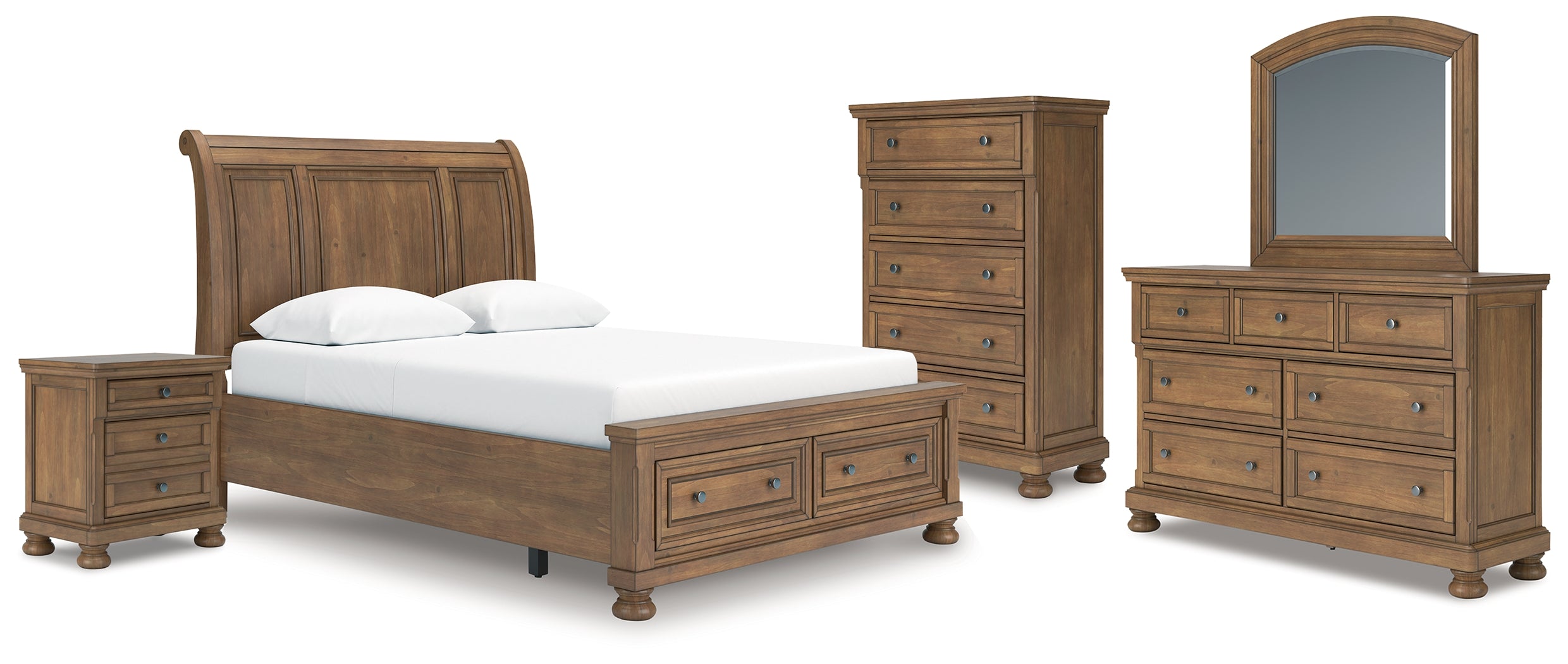 Diamond Furniture - Ashley Furniture - Feddinger Queen Sleigh Bed, Dresser, Mirror, Chest and Nightstand - Queen Sleigh Bed, Dresser, Mirror, Chest and Nightstand - PCB779B18