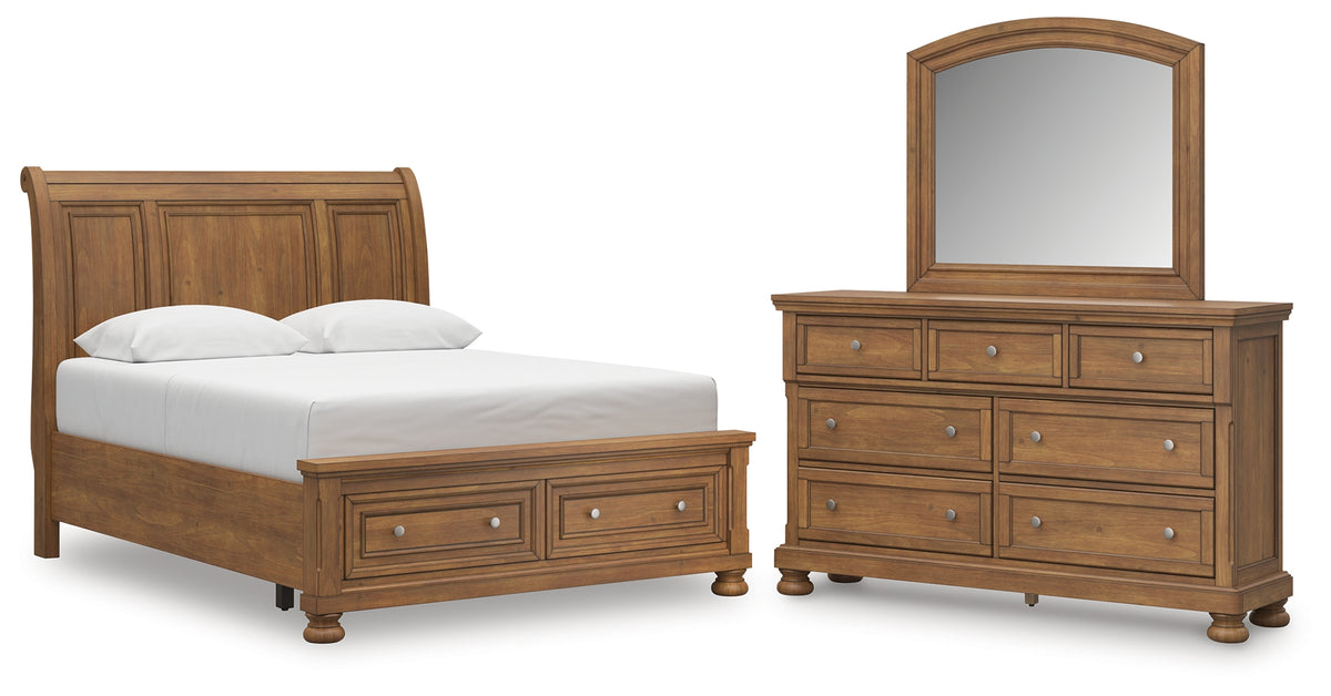 Diamond Furniture - Ashley Furniture - Feddinger Queen Sleigh Storage Bed, Dresser and Mirror - Queen Sleigh Storage Bed, Dresser and Mirror - PCB779B5