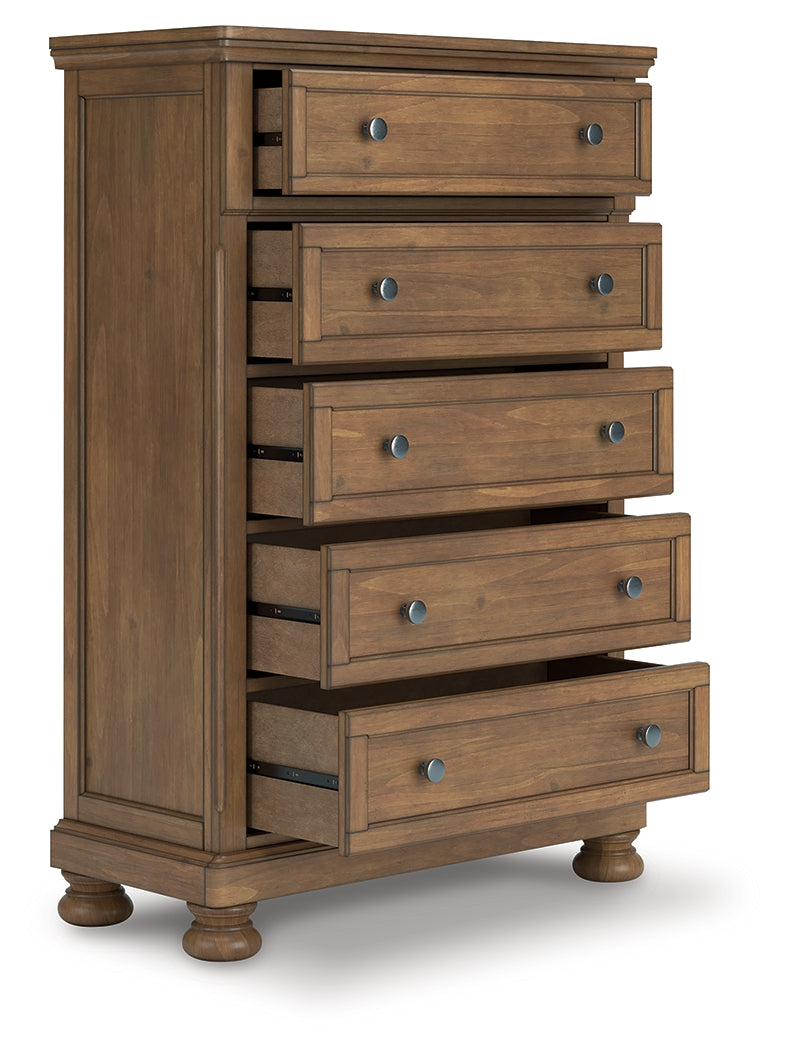 Diamond Furniture - Ashley Furniture - Feddinger Bedroom - Five Drawer Chest / Medium Brown - PCB779-46