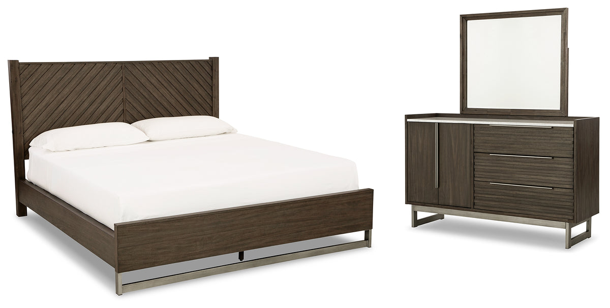 Diamond Furniture - Ashley Furniture - Arkenton California King Panel Bed, Dresser and Mirror - California King Panel Bed, Dresser and Mirror - B786B9