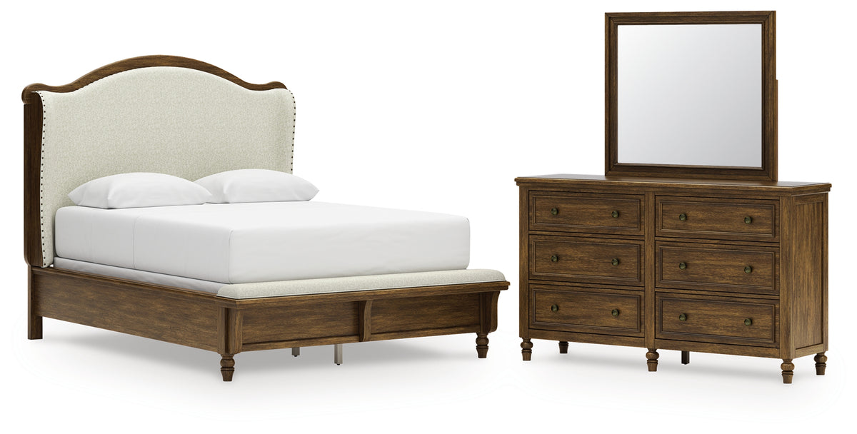 Diamond Furniture - Ashley Furniture - Sturlayne Queen Upholstered Panel Bed, Dresser and Mirror - Queen Upholstered Panel Bed, Dresser and Mirror - B787B3