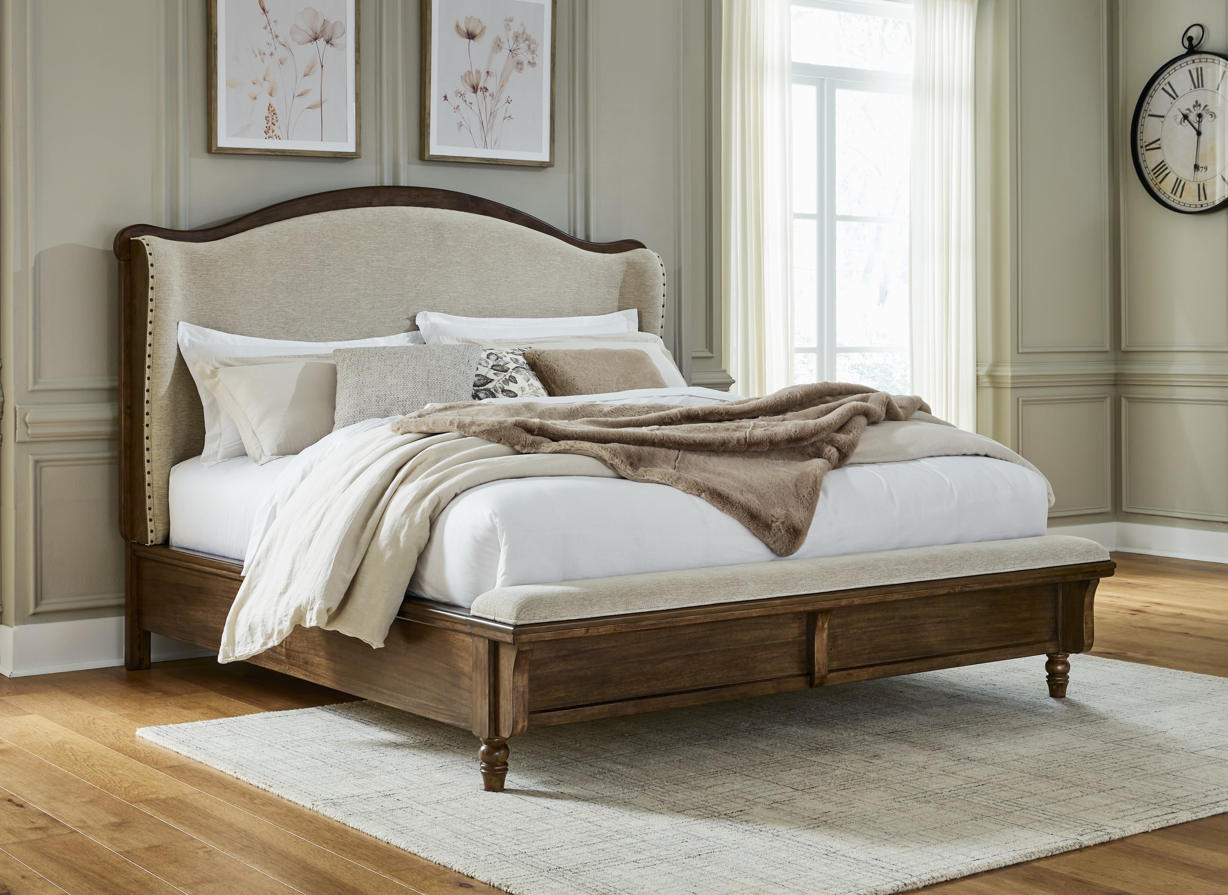 Diamond Furniture - Ashley Furniture - Sturlayne Bedroom - California King Upholstered Panel Bed / Brown - B787B5