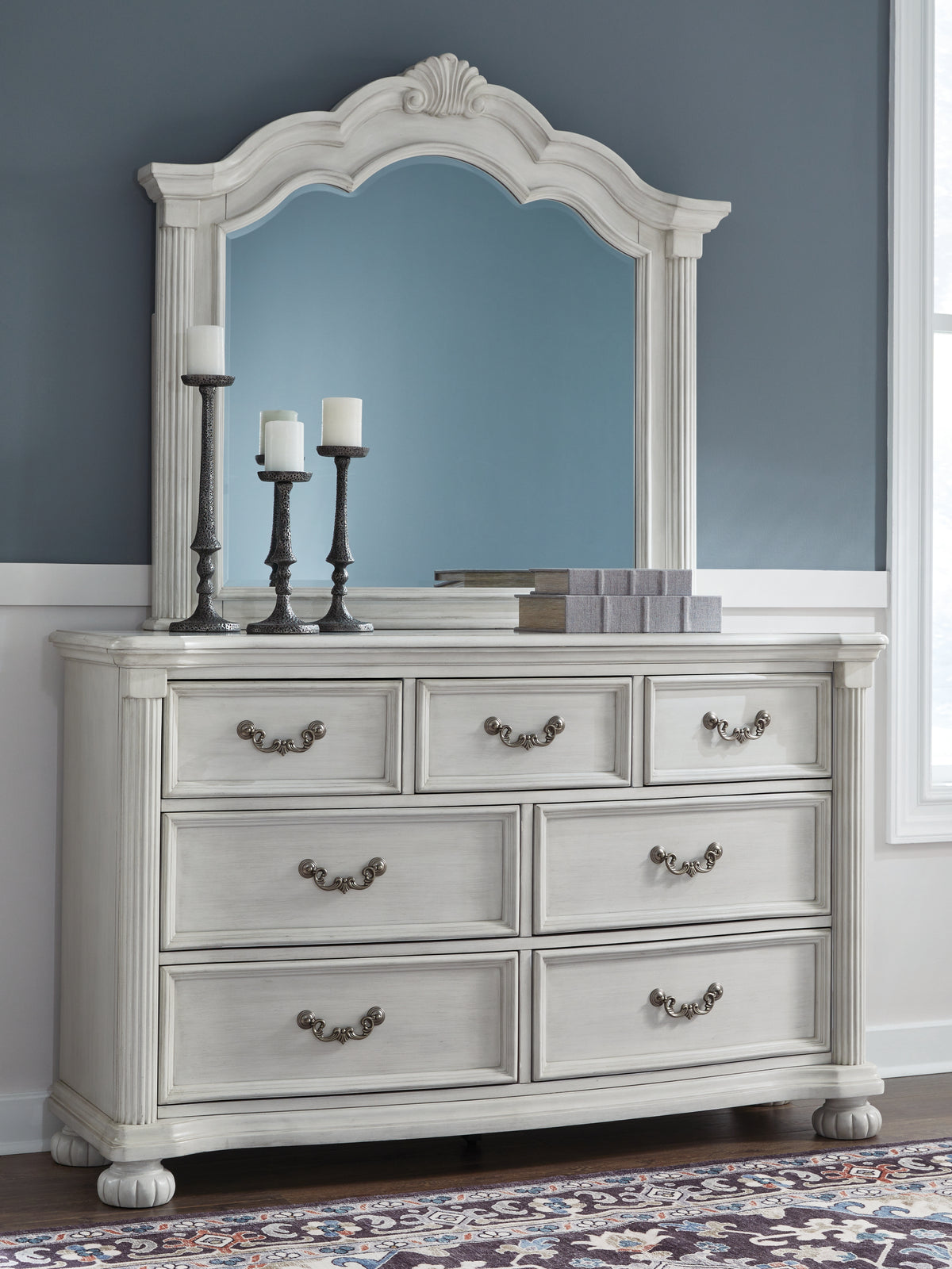 Diamond Furniture - Ashley Furniture - Montelaine Bedroom - King Upholstered Panel Bed / Antique White - B795B6
