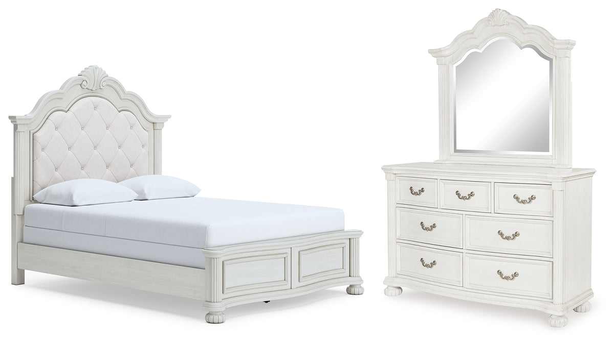Diamond Furniture - Ashley Furniture - Montelaine Queen Upholstered Panel Bed, Dresser and Mirror - Queen Upholstered Panel Bed, Dresser and Mirror - B795B4