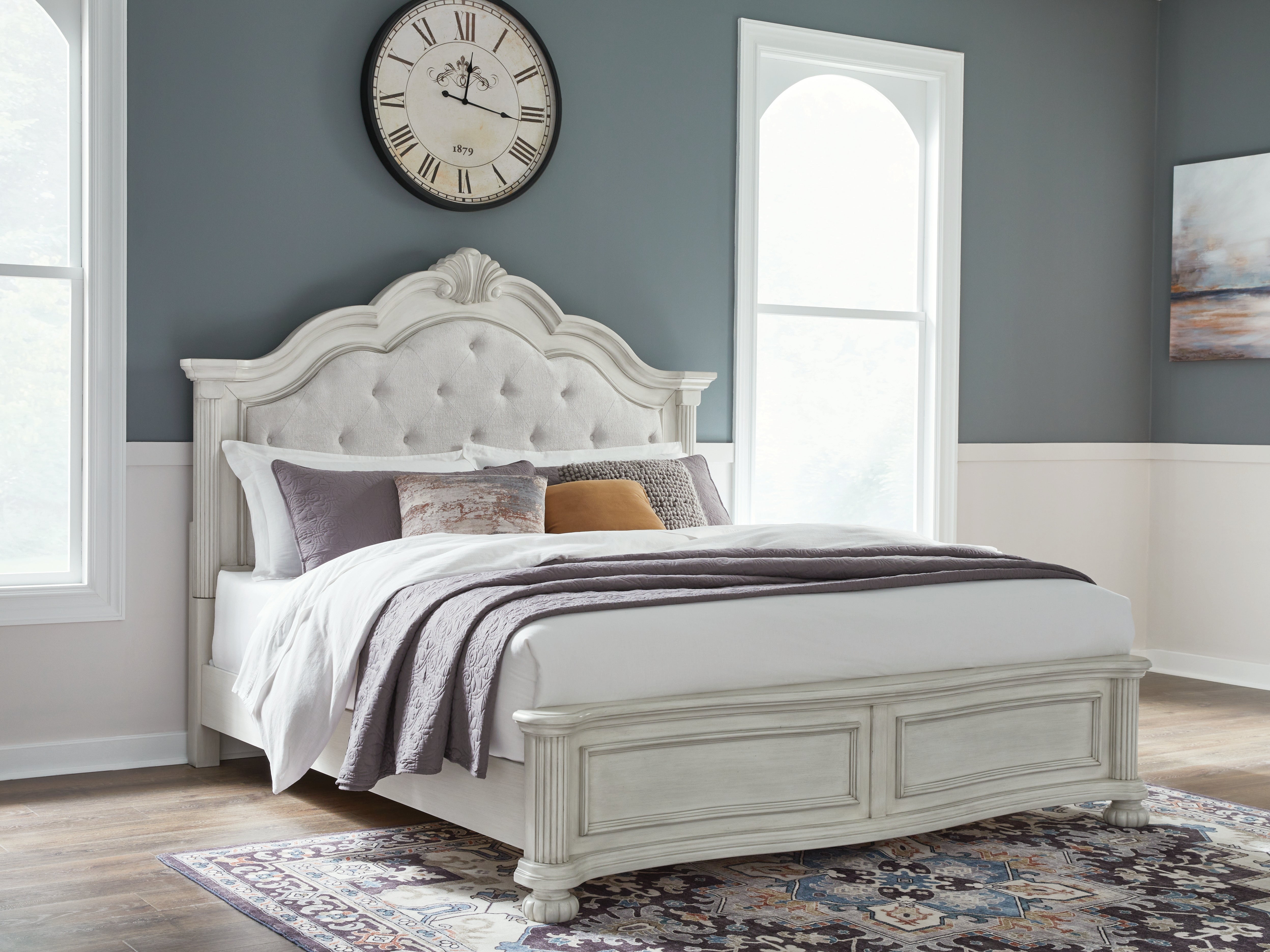 Diamond Furniture - Ashley Furniture - Montelaine Bedroom - California King Upholstered Panel Bed / Antique White - B795B7
