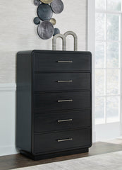 Diamond Furniture - Ashley Furniture - Rowanbeck Bedroom - Five Drawer Chest / Black - B821-46