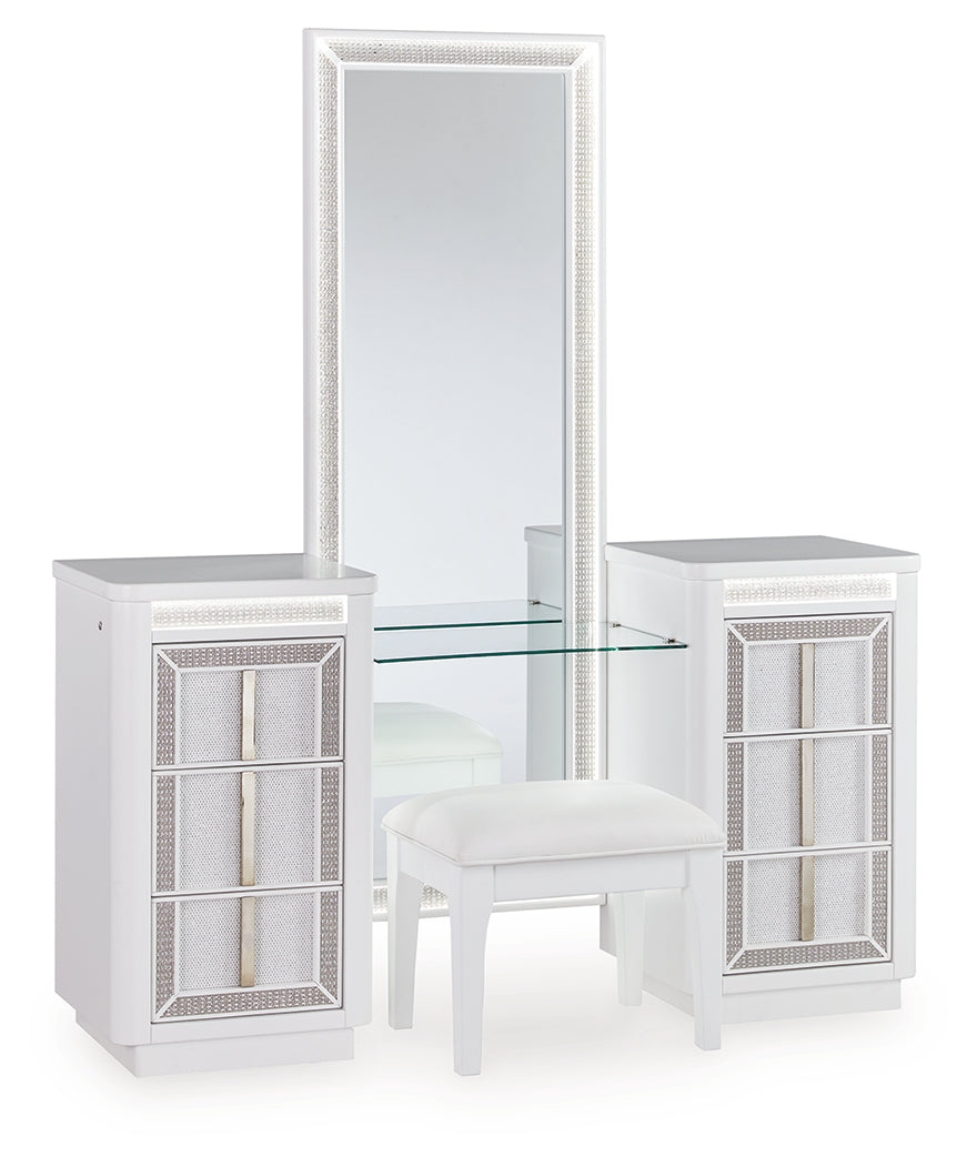 Diamond Furniture - Ashley Furniture - Chalanna Vanity, Mirror and Stool - Vanity, Mirror and Stool - B822B6