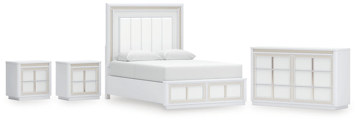 Diamond Furniture - Ashley Furniture - Chalanna Queen Storage Bed, Dresser and 2 Nightstands - Queen Storage Bed, Dresser and 2 Nightstands - B822B9