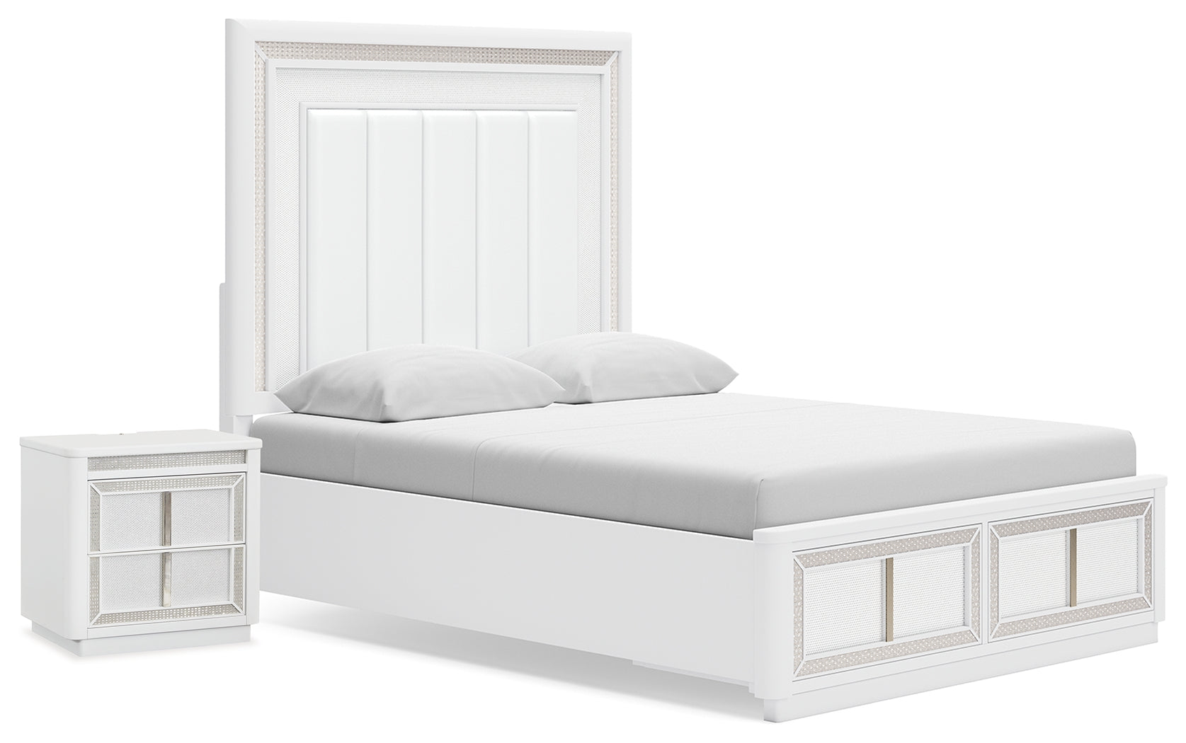 Diamond Furniture - Ashley Furniture - Chalanna Queen Panel Storage Bed and Nightstand - Queen Panel Storage Bed and Nightstand - B822B8