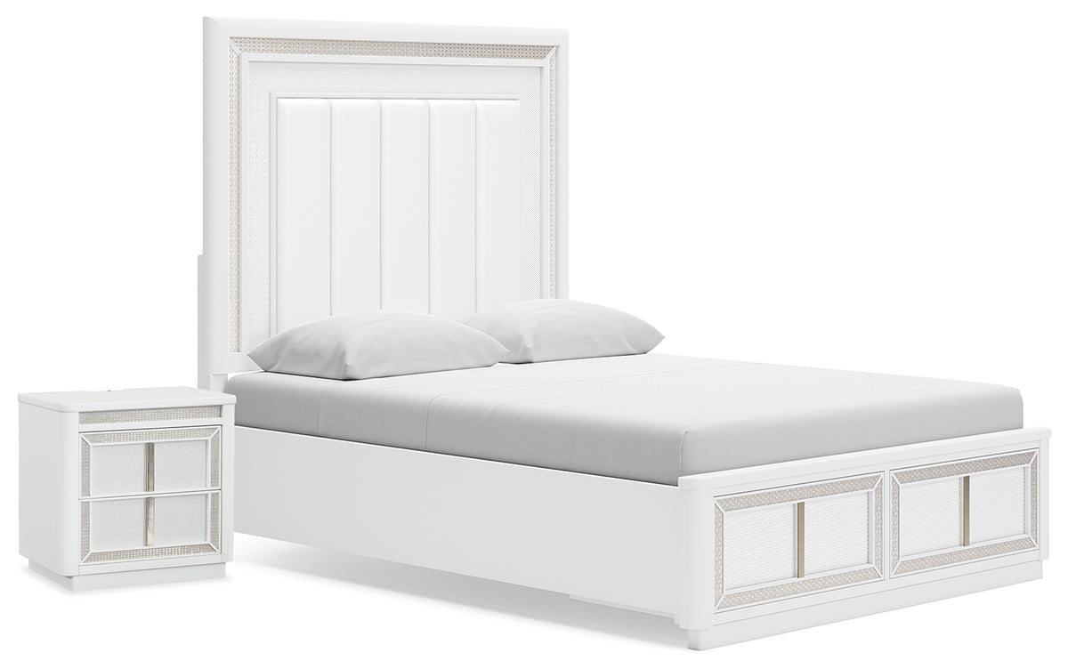 Diamond Furniture - Ashley Furniture - Chalanna Queen Panel Storage Bed and Nightstand - Queen Panel Storage Bed and Nightstand - B822B8