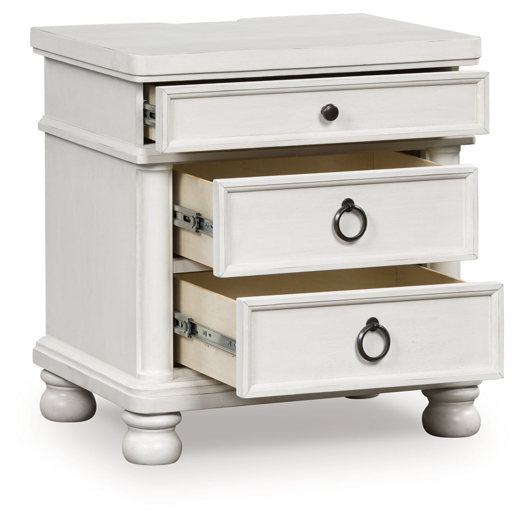 Diamond Furniture - Ashley Furniture - Rowlenstown Bedroom - Three Drawer Night Stand / Antique White - PCB823-93