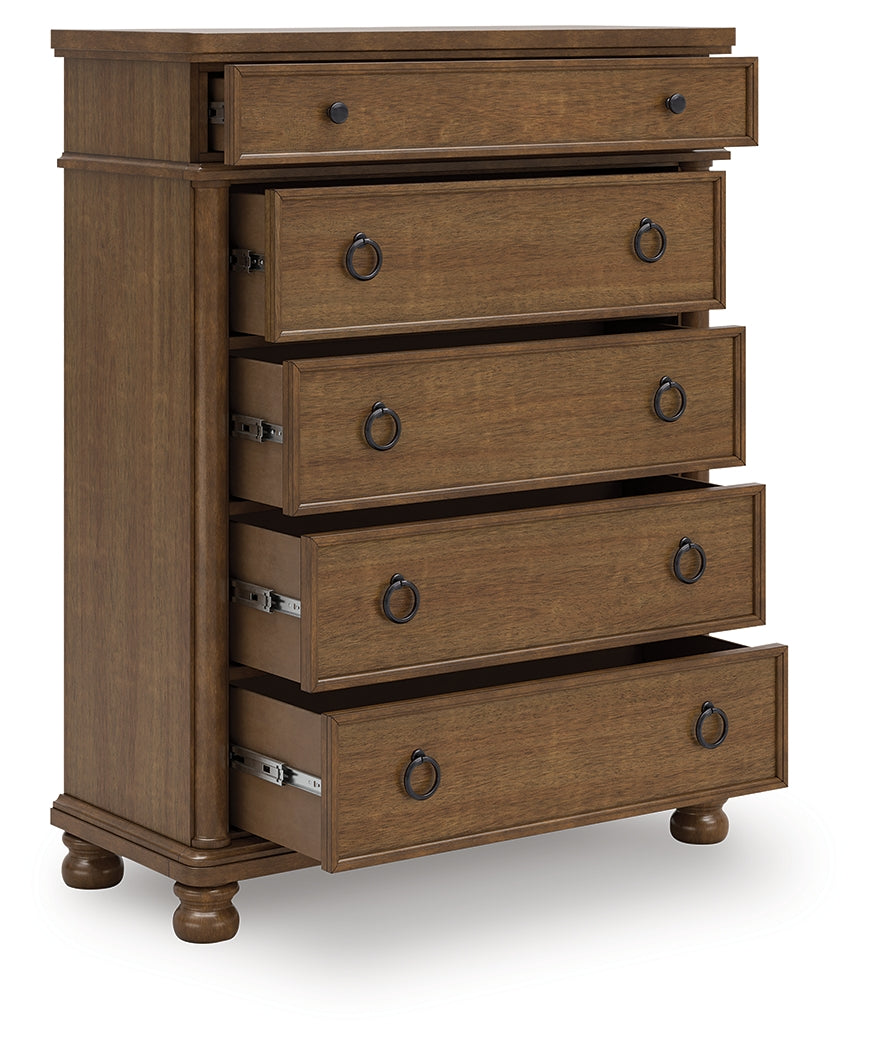 Diamond Furniture - Ashley Furniture - Rowlenstown Bedroom - California King Poster Bed / Brown - PCB824B5