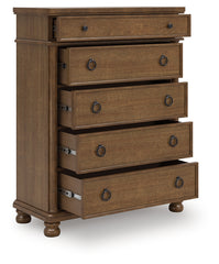 Diamond Furniture - Ashley Furniture - Rowlenstown Bedroom - California King Poster Bed / Brown - PCB824B5