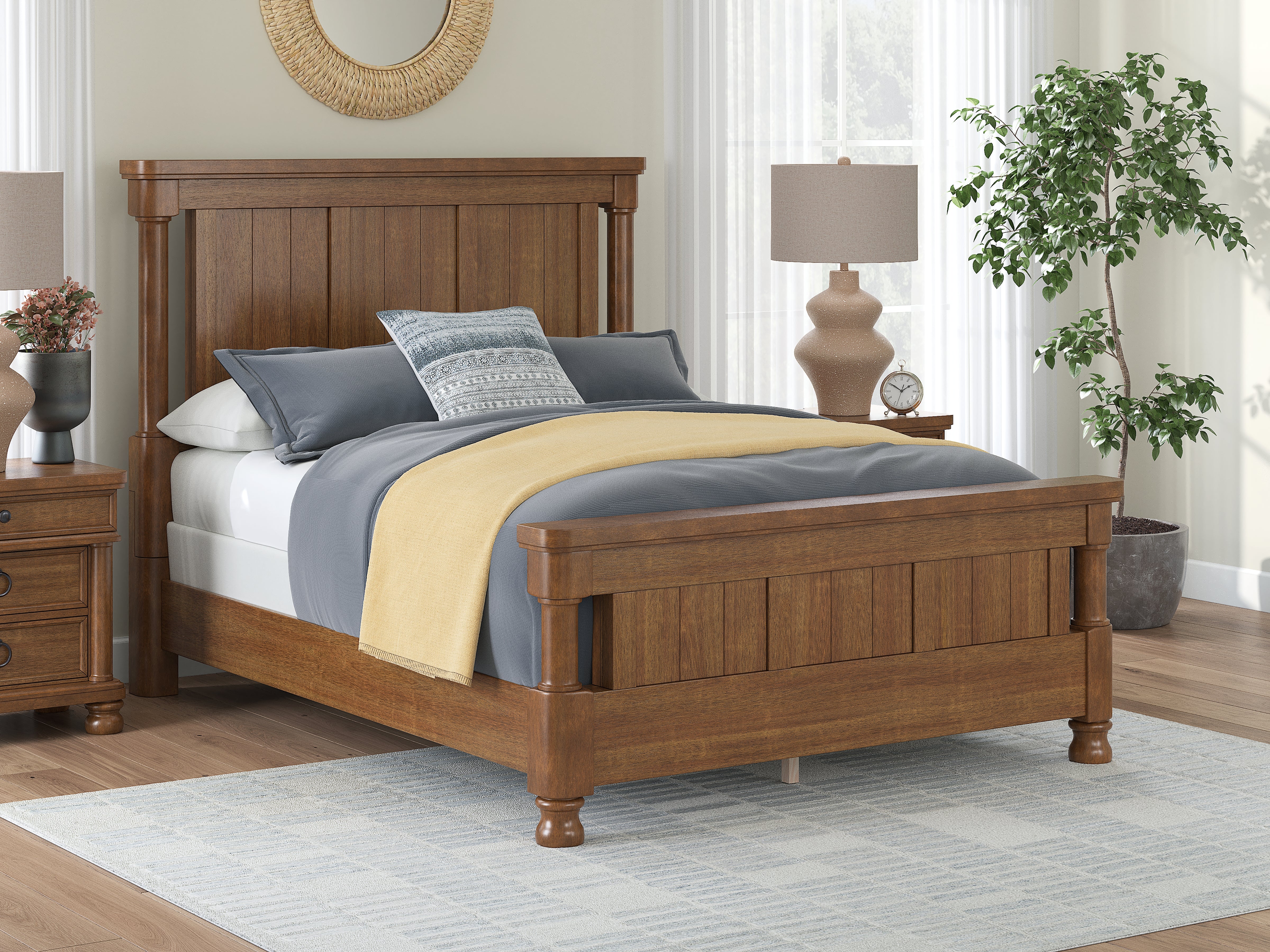 Diamond Furniture - Ashley Furniture - Rowlenstown Queen Poster Bed - Queen Poster Bed / Brown - PCB824B2