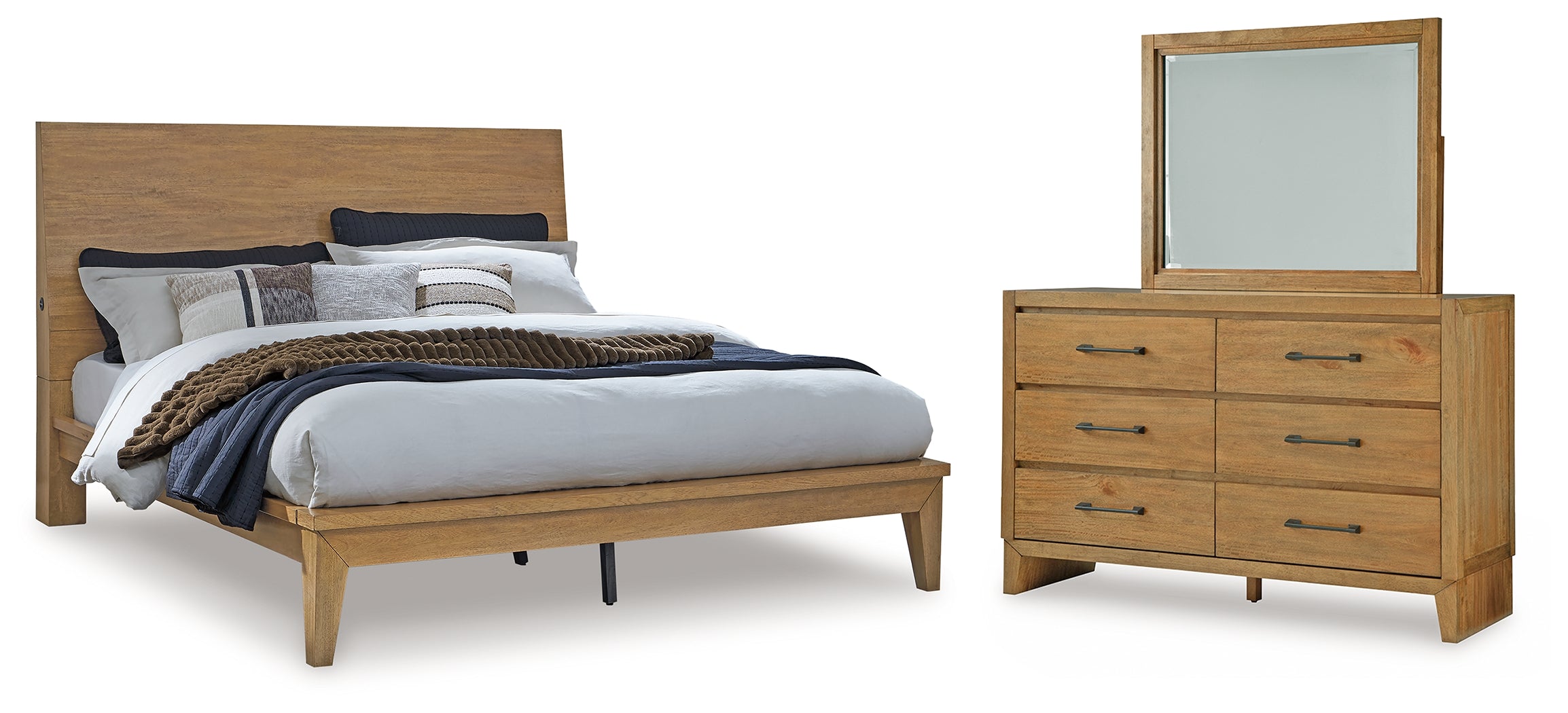 Diamond Furniture - Ashley Furniture - Sherbana Queen Panel Bed, Dresser and Mirror - Queen Panel Bed, Dresser and Mirror - B833B3