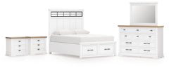 Diamond Furniture - Ashley Furniture - Ashbryn Queen Panel Storage Bed, Dresser, Mirror and 2 Nightstands - Queen Panel Storage Bed, Dresser, Mirror and 2 Nightstands - B844B11