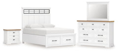 Diamond Furniture - Ashley Furniture - Ashbryn King Panel Storage Bed, Dresser, Mirror and Nightstand - King Panel Storage Bed, Dresser, Mirror and Nightstand - B844B9
