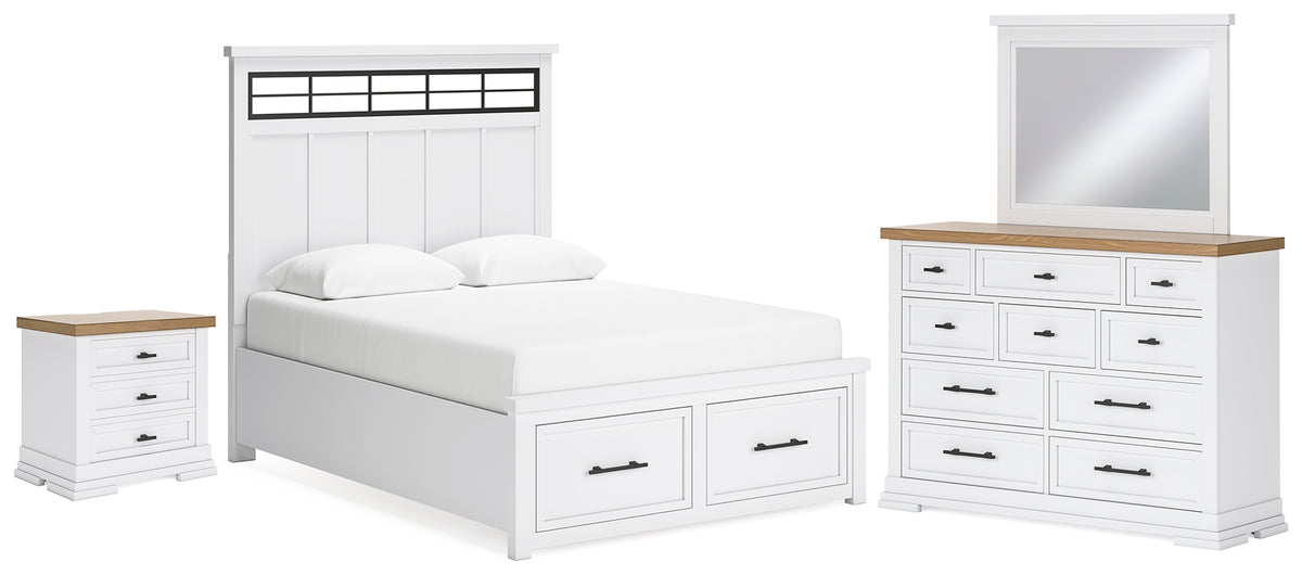 Diamond Furniture - Ashley Furniture - Ashbryn Queen Storage Bed, Dresser, Mirror and Nightstand - Queen Storage Bed, Dresser, Mirror and Nightstand - B844B8