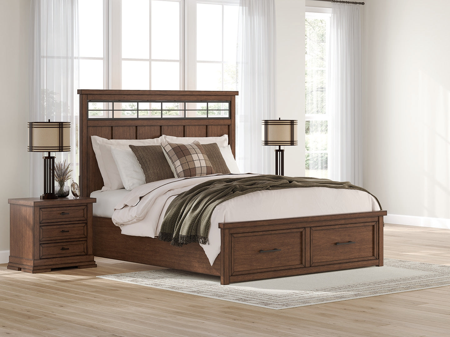 Diamond Furniture - Ashley Furniture - Taffenbrook Bedroom - California King Panel Storage Bed / Medium Brown - B849B5