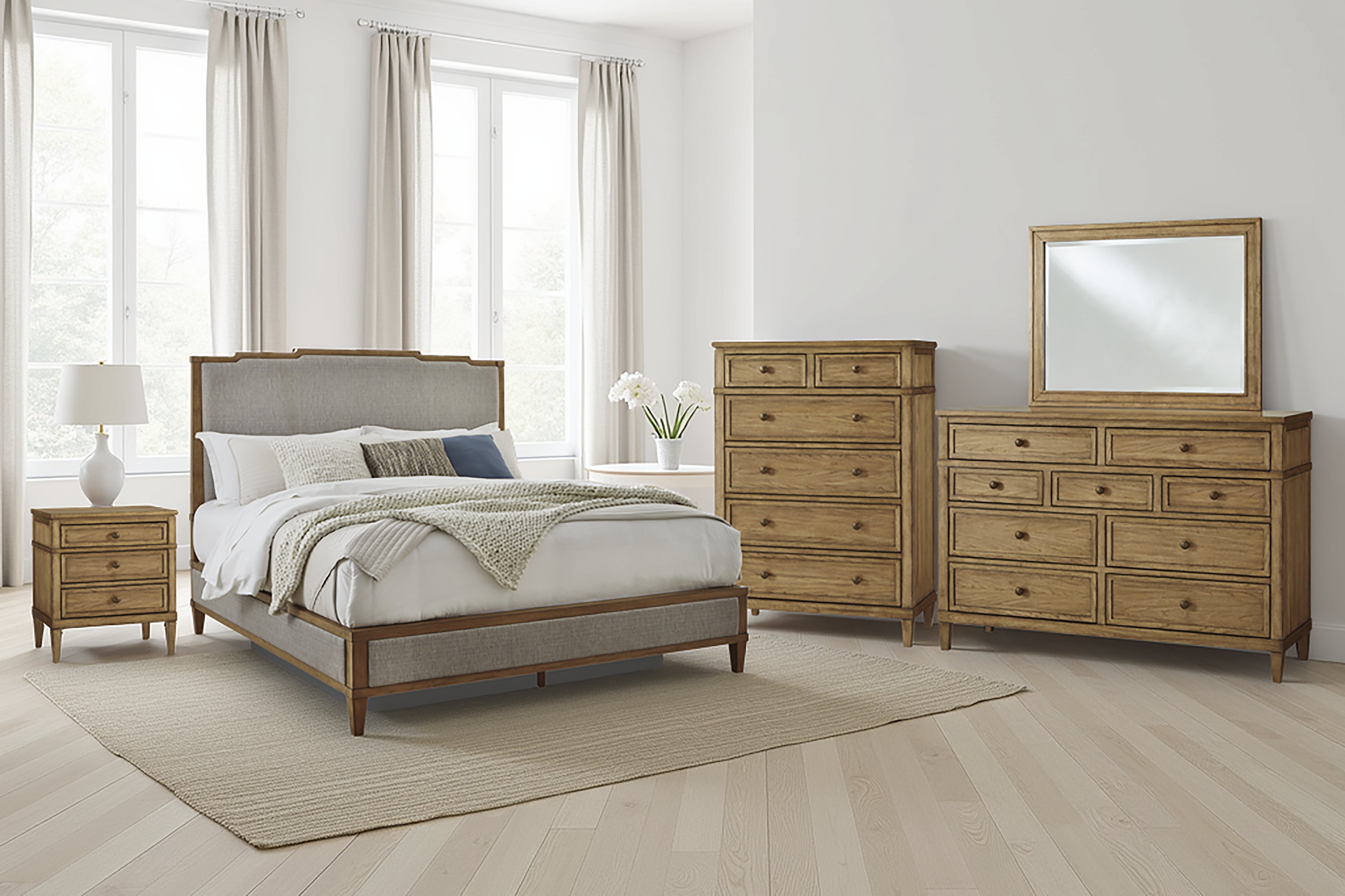 Diamond Furniture - Ashley Furniture - Sharlance Bedroom - Queen Upholstered Panel Bed / Green/Brown - B895B2