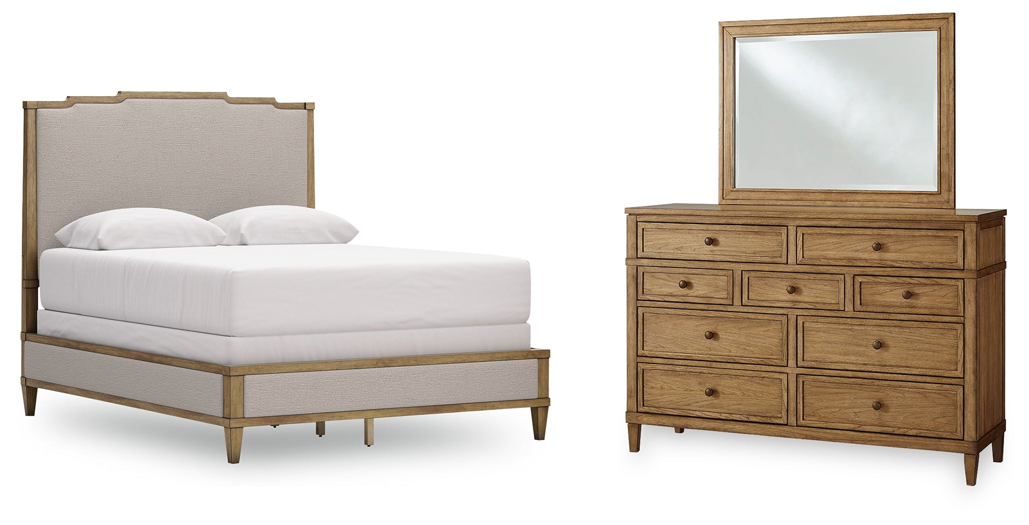 Diamond Furniture - Ashley Furniture - Sharlance Queen Upholstered Panel Bed, Dresser and Mirror - Queen Upholstered Panel Bed, Dresser and Mirror - B895B3