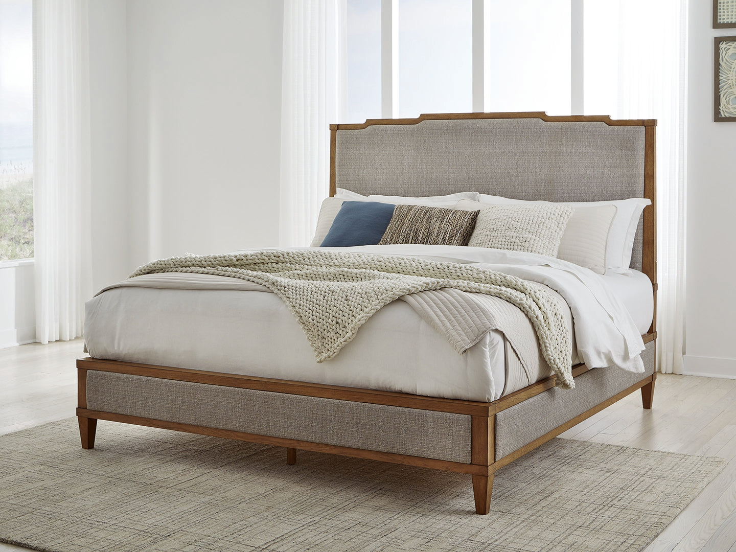 Diamond Furniture - Ashley Furniture - Sharlance Bedroom - California King Upholstered Panel Bed / Light Brown - B895B7