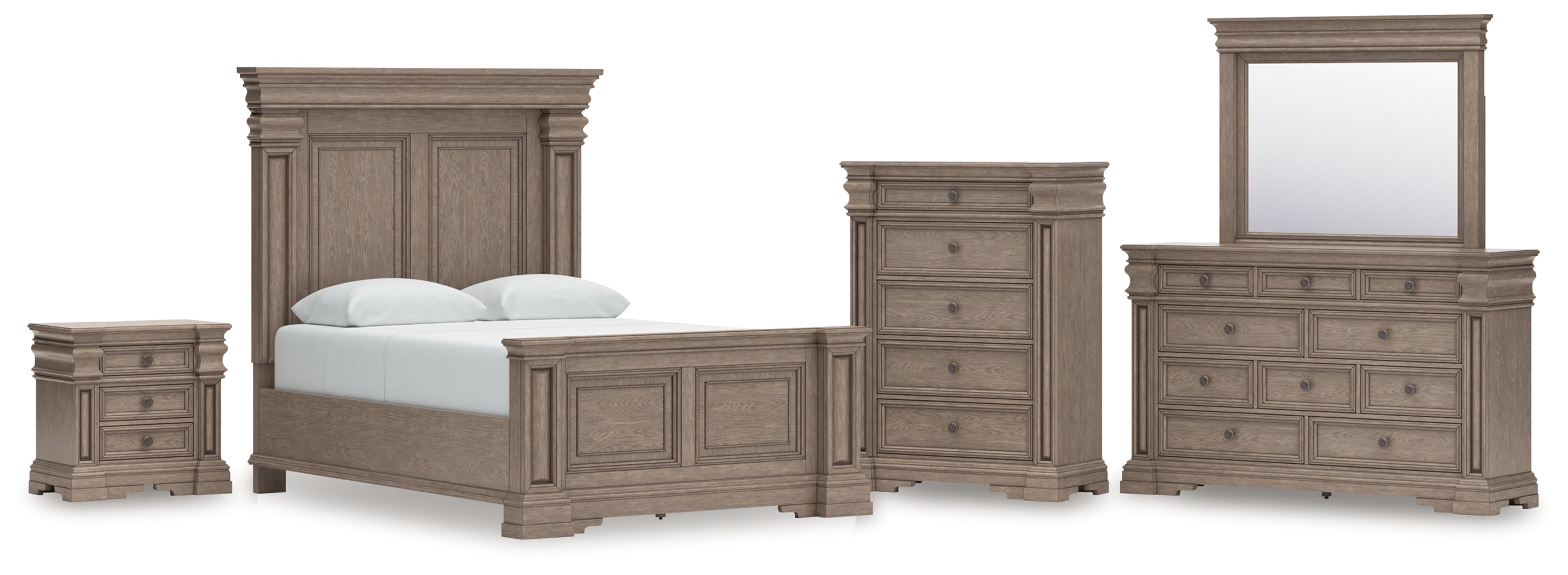 Diamond Furniture - Ashley Furniture - Blairhurst Queen Panel Bed, Dresser, Mirror, Chest and Nightstand - Queen Panel Bed, Dresser, Mirror, Chest and Nightstand - B916B8