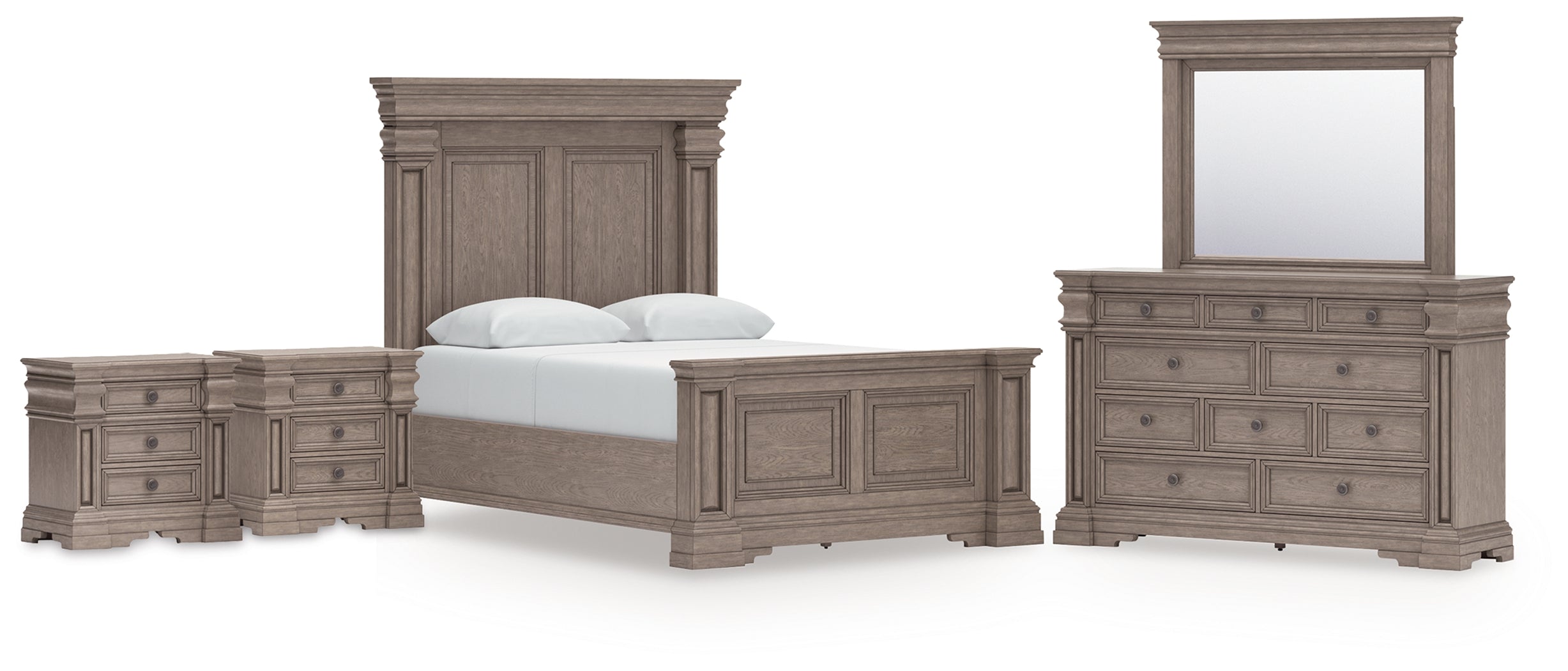 Diamond Furniture - Ashley Furniture - Blairhurst Queen Panel Bed, Dresser, Mirror and 2 Nightstands - Queen Panel Bed, Dresser, Mirror and 2 Nightstands - B916B10