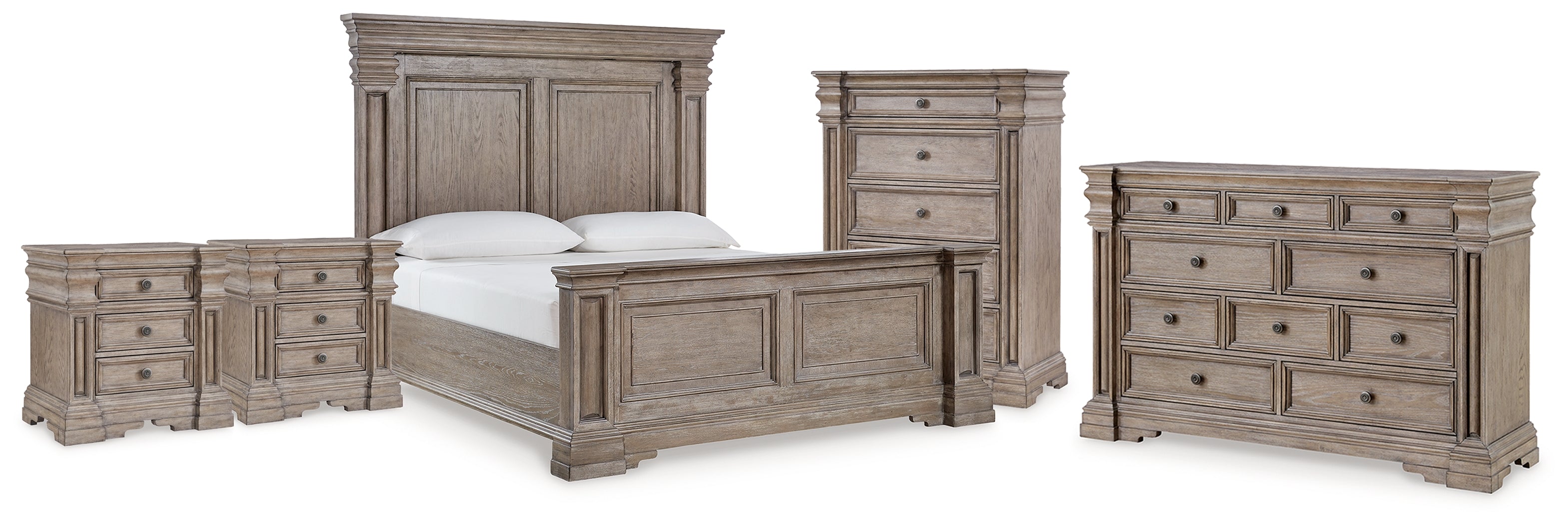 Diamond Furniture - Ashley Furniture - Blairhurst King Panel Bed, Dresser, Chest and 2  Nightstands - King Panel Bed, Dresser, Chest and 2  Nightstands - B916B11