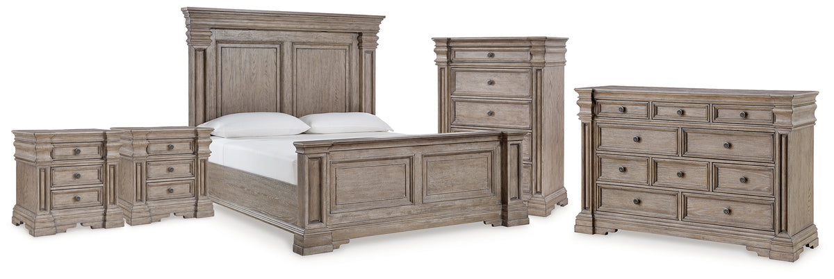 Diamond Furniture - Ashley Furniture - Blairhurst King Panel Bed, Dresser, Chest and 2  Nightstands - King Panel Bed, Dresser, Chest and 2  Nightstands - B916B11
