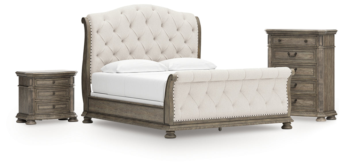 Diamond Furniture - Ashley Furniture - Ardenfield California King Sleigh Bed, Chest and Nightstand - California King Sleigh Bed, Chest and Nightstand - B944B6