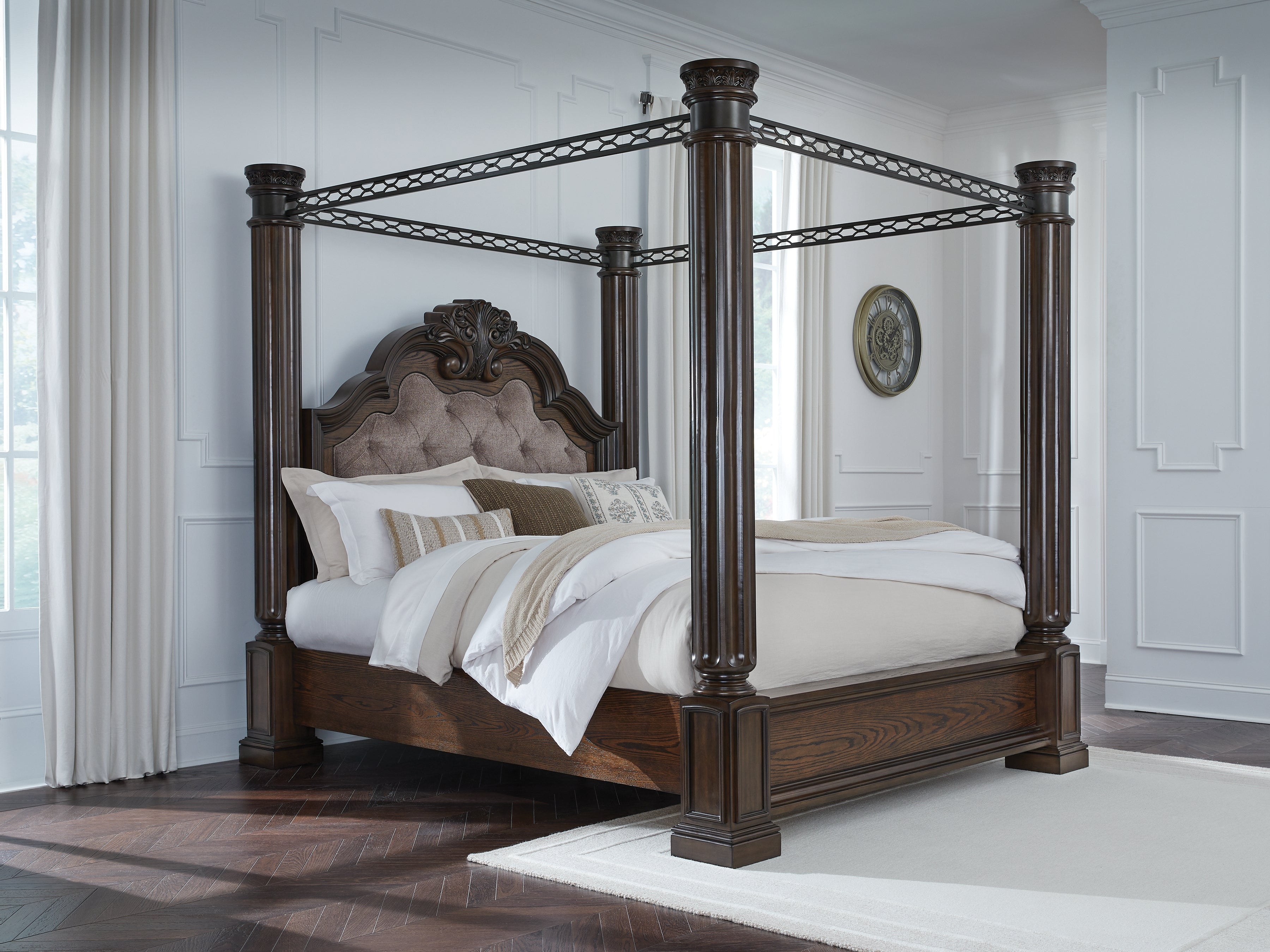 Diamond Furniture - Ashley Furniture - Maylee King Canopy Bed - King Canopy Bed - B947B10