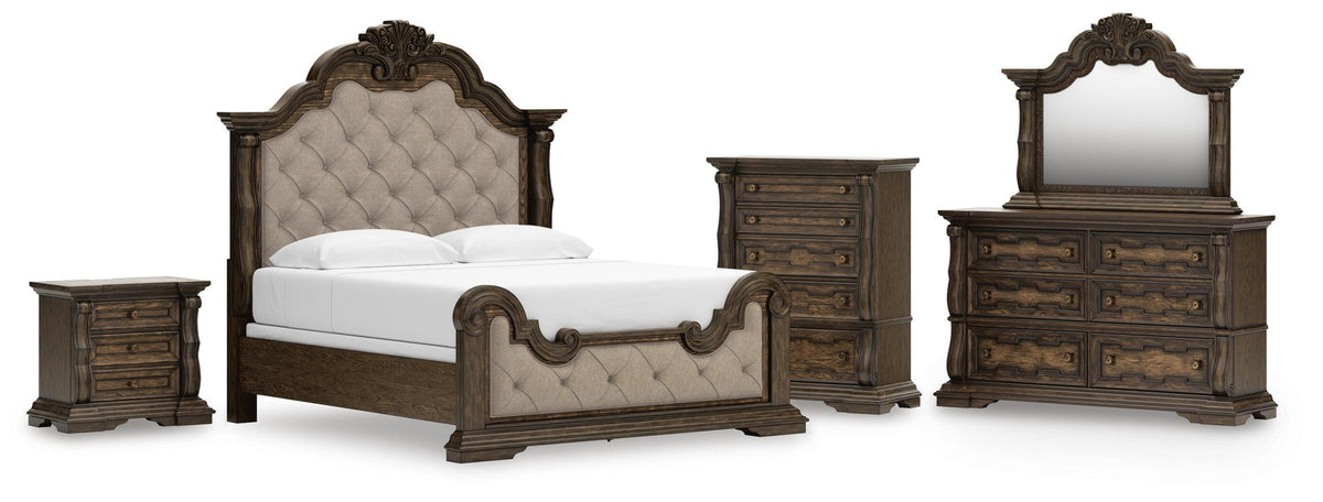 Diamond Furniture - Ashley Furniture - Maylee King Panel Bed, Dresser, Mirror, Chest and Nightstand - King Panel Bed, Dresser, Mirror, Chest and Nightstand - B947B22