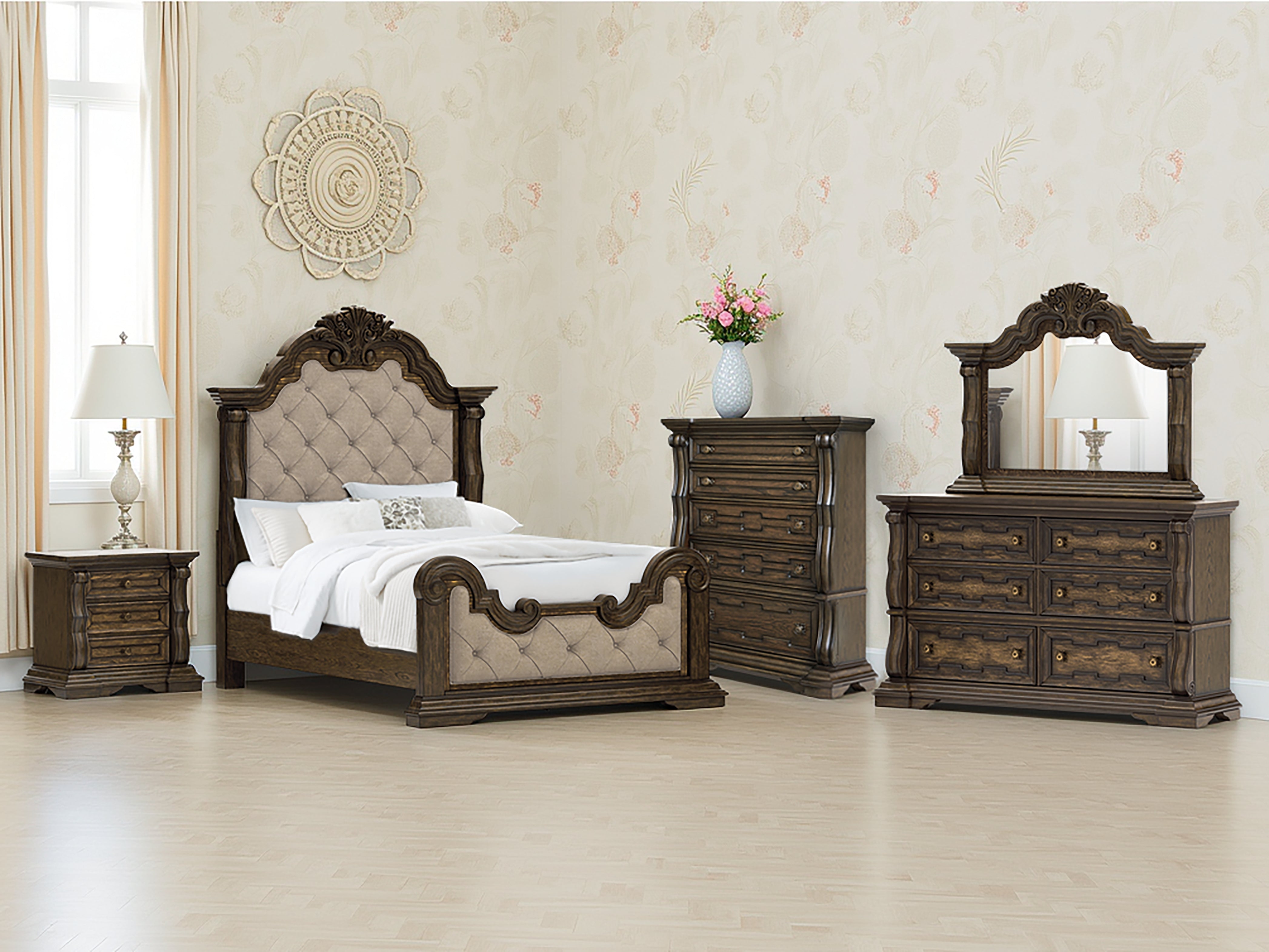 Diamond Furniture - Ashley Furniture - Maylee Bedroom - Queen Upholstered Bed / Dark Brown - B947B2