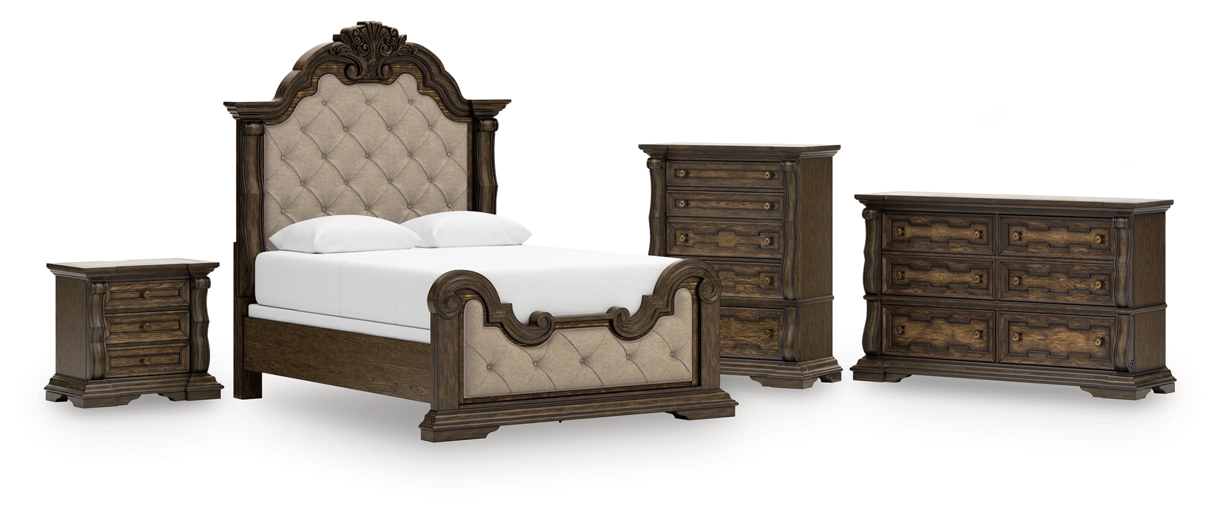 Diamond Furniture - Ashley Furniture - Maylee Queen Upholstered Bed, Dresser, Chest and Nightstand - Queen Upholstered Bed, Dresser, Chest and Nightstand - B947B12