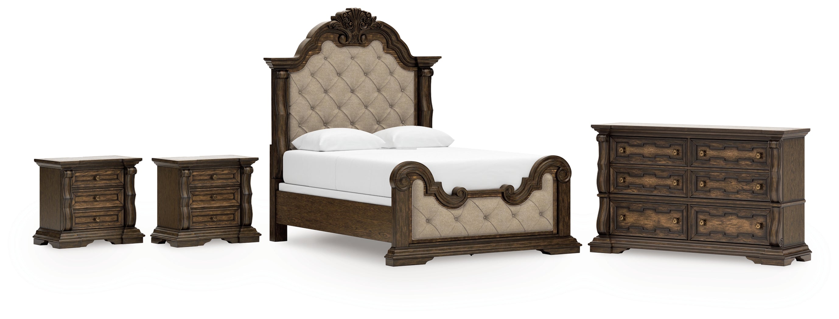 Diamond Furniture - Ashley Furniture - Maylee Queen Upholstered Panel Bed, Dresser and 2 Nightstands - Queen Upholstered Panel Bed, Dresser and 2 Nightstands - B947B20