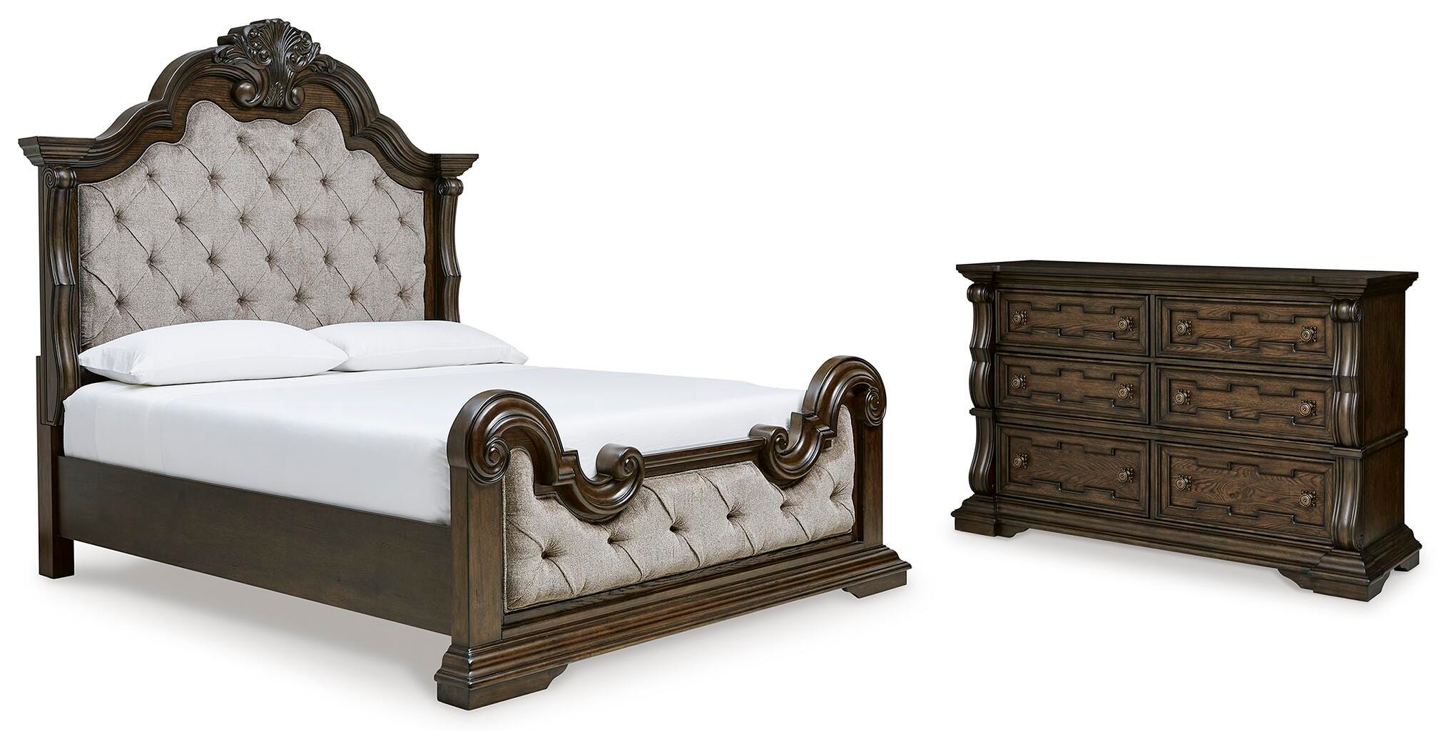 Diamond Furniture - Ashley Furniture - Maylee King Upholstered Panel Bed and Dresser - King Upholstered Panel Bed and Dresser - B947B23