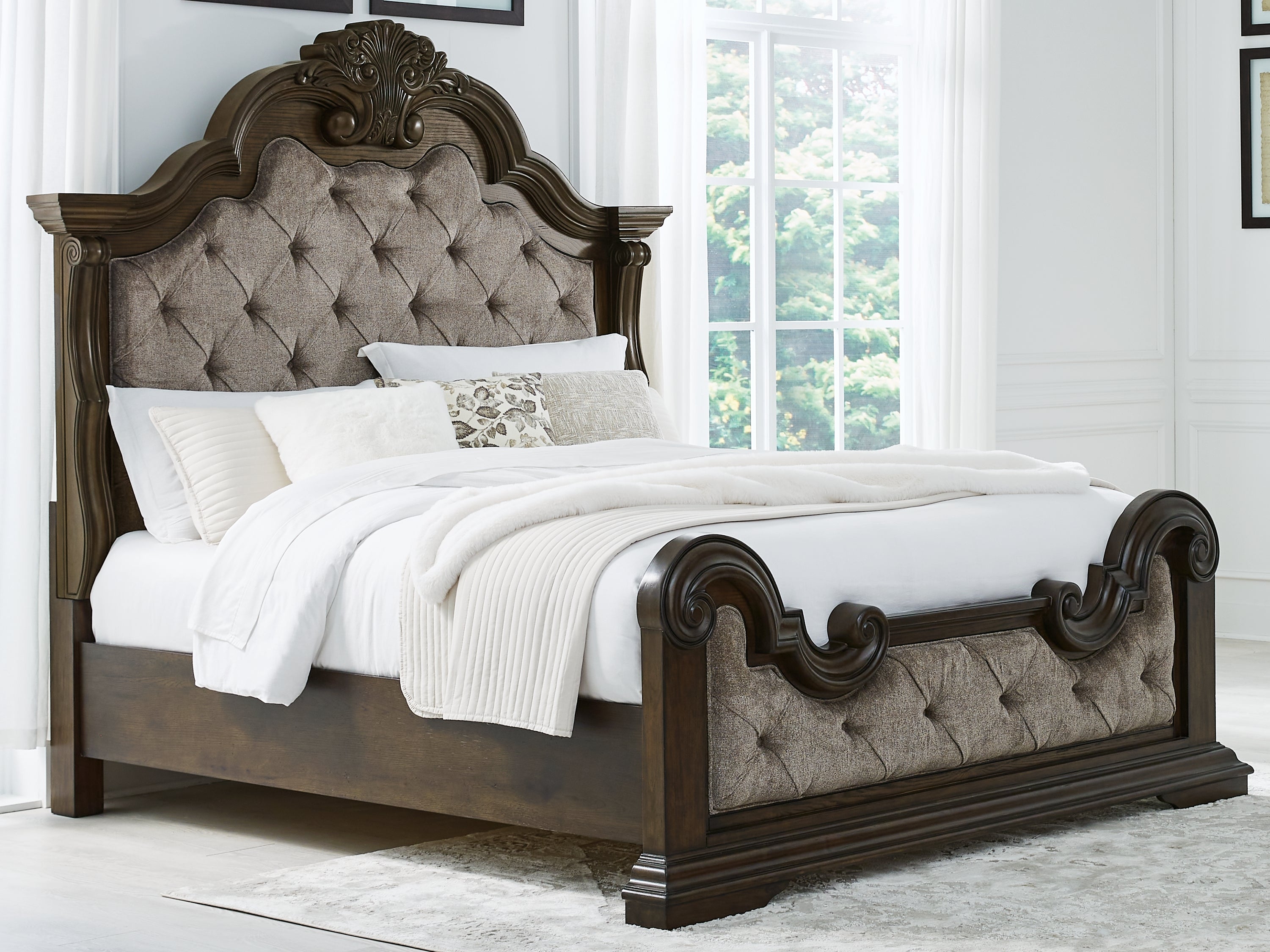 Diamond Furniture - Ashley Furniture - Maylee Bedroom - California King Upholstered Bed / Dark Brown - B947B5