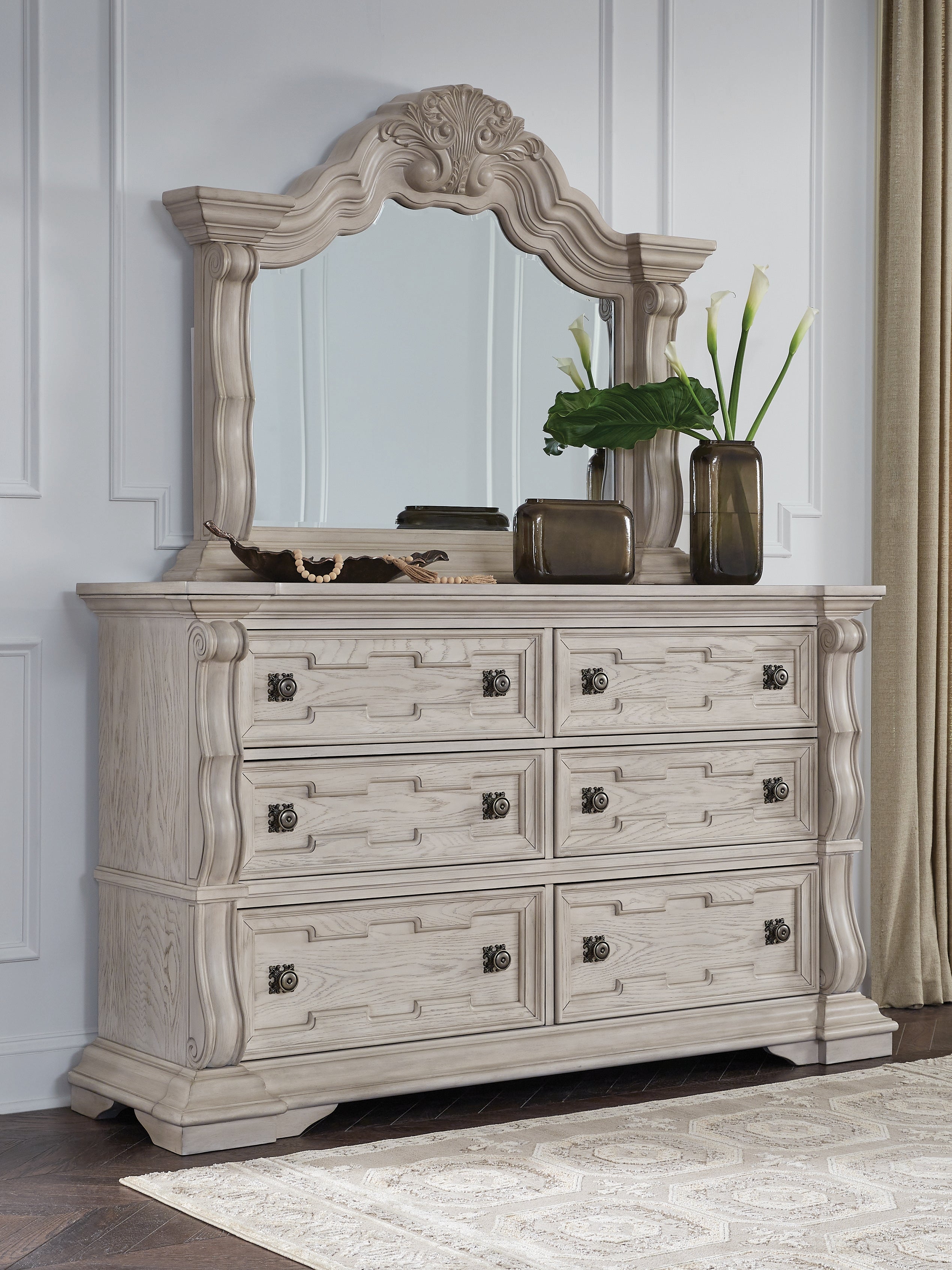 Diamond Furniture - Ashley Furniture - Bruchandi Bedroom - Dresser and Mirror / Antique White - PCB948B1