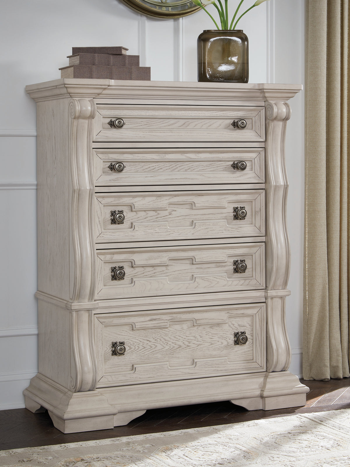 Diamond Furniture - Ashley Furniture - Bruchandi Bedroom - King Upholstered Panel Bed / Antique White - PCB948B4