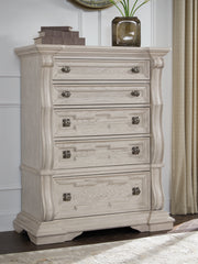 Diamond Furniture - Ashley Furniture - Bruchandi Bedroom - King Upholstered Panel Bed / Antique White - PCB948B4