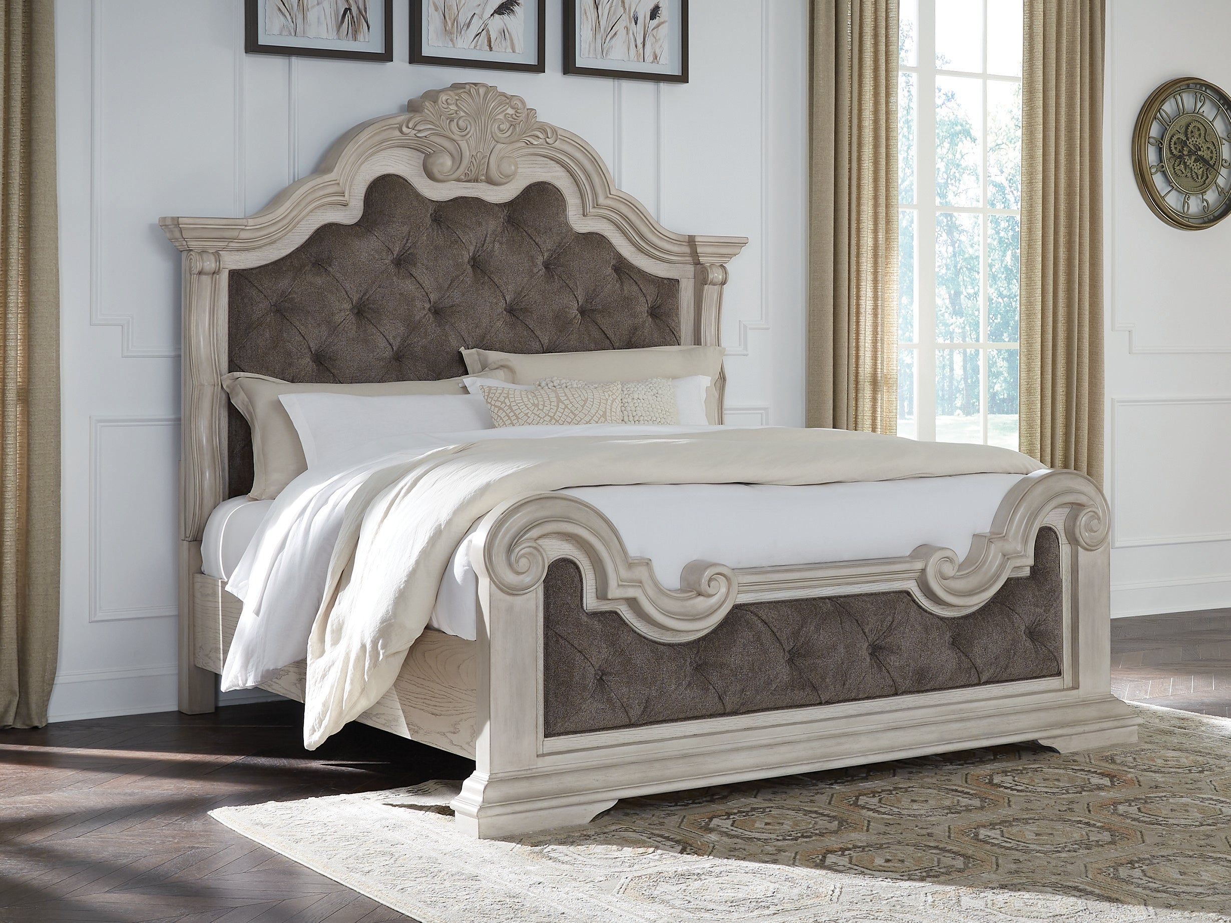 Diamond Furniture - Ashley Furniture - Bruchandi Bedroom - California King Upholstered Panel Bed / Antique White - PCB948B5