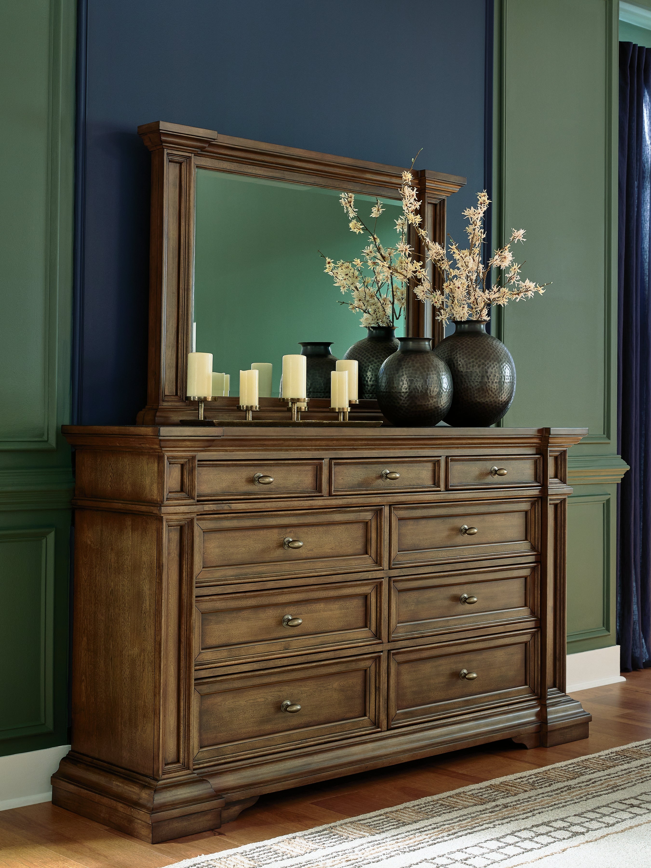 Diamond Furniture - Ashley Furniture - Frantanna Bedroom - Dresser and Mirror / Brown - PCB949B1