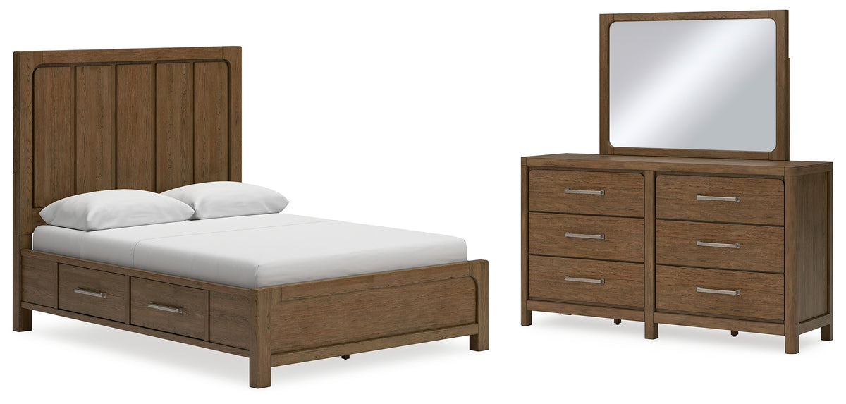Diamond Furniture - Ashley Furniture - Cabalynn Queen Panel Bed with Storage, Dresser and Mirror - Queen Panel Bed with Storage, Dresser and Mirror - B974B5