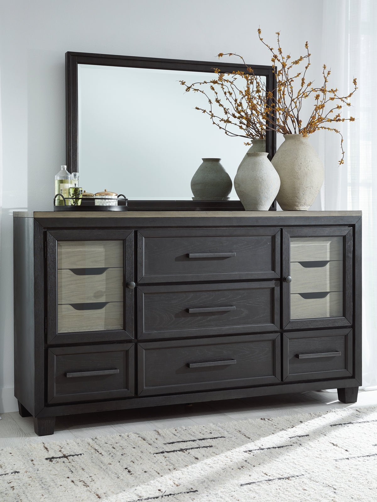 Diamond Furniture - Ashley Furniture - Foyland Bedroom - Two Drawer Night Stand / Black/Brown - B989-92