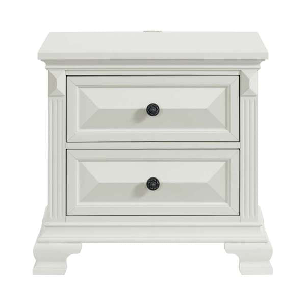 2-Drawer Nightstand with USB in Antique White