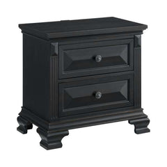 2-Drawer Nightstand with USB in Black