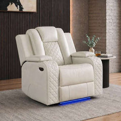 Power Motion Recliner with Power Headrest, LED in Oyster