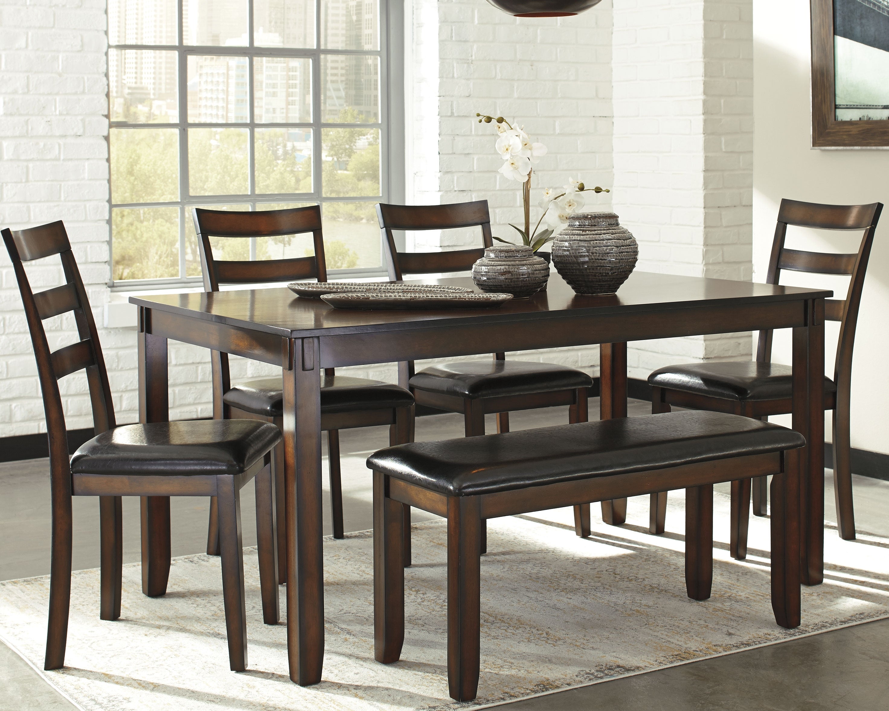 Diamond Furniture - Ashley Furniture - Coviar Dining Room - Dining Room Table Set (6/CN) / Brown - D385-325